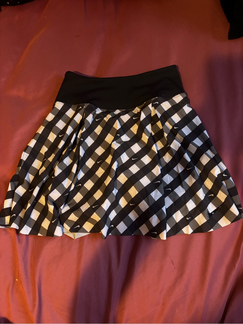 Nike Black & White Checkered Skater Skirt